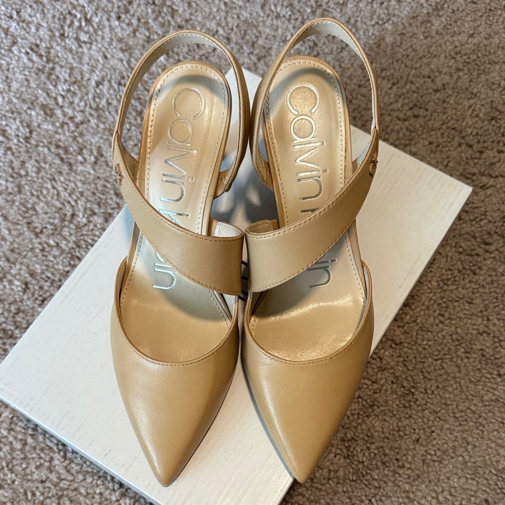 Calvin Klein Tan Slingback Heels